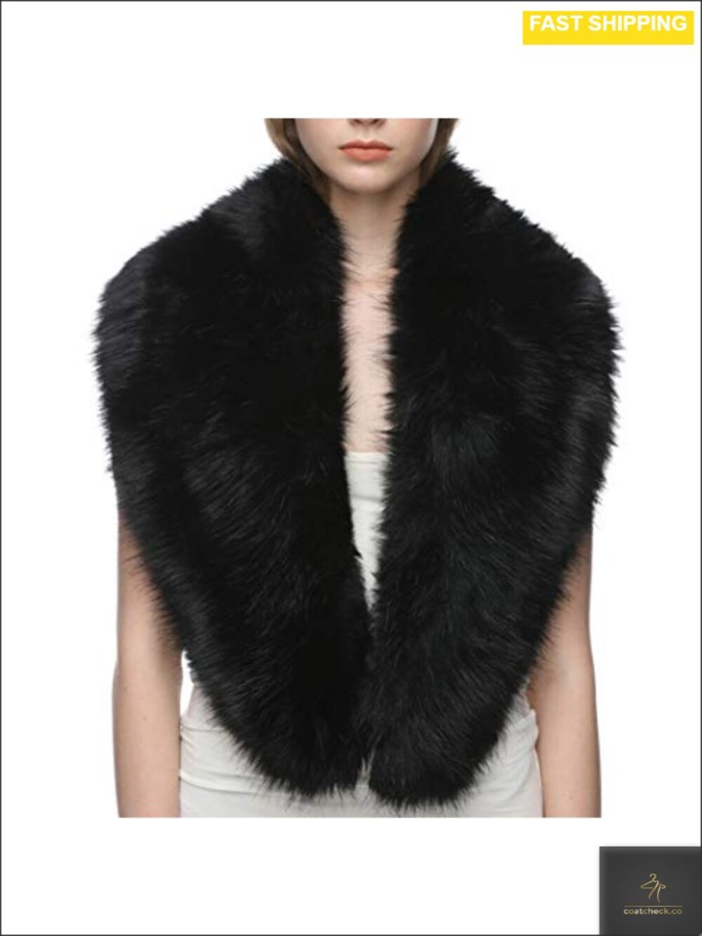 Faux Fur Collar Neck Warmer Scarf Wrap Shawl for Winter Coat